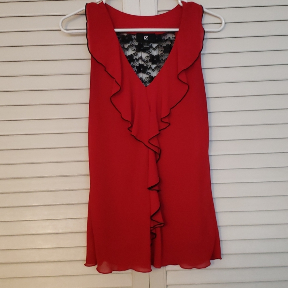 Red ruffle tank blouse size L